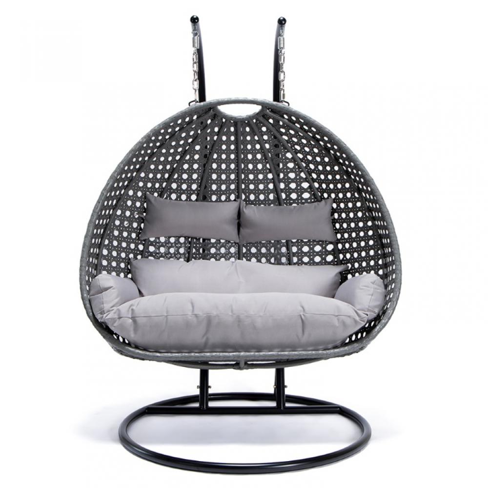 Deluxe Polyrattan Hängesessel TWIN grau oder braun mit Abdeckung<br>(Variante: Hängesessel grau + Abdeckung) Deluxe Polyrattan Hängesessel TWIN grau oder braun mit Abdeckung<br>(Variante: Hängesessel grau + Abdeckung)